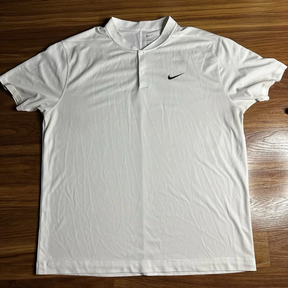 Nike Dri-Fit Court Blade Collar Tennis White Polo Shirt Mens XXL Pickleball Golf